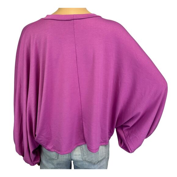 2/$30 Blue Blush Boxy Cropped Sweatshirt Purple Pink Oversized Size L - Picture 5 of 11